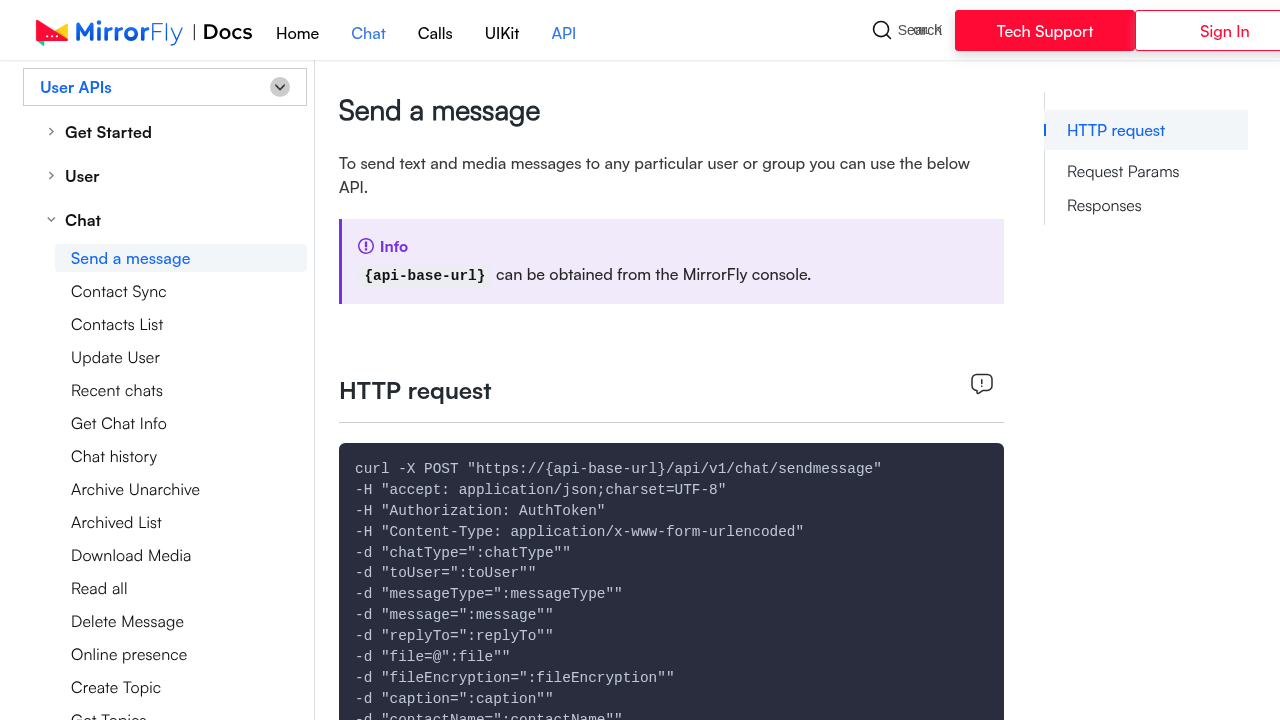 Mirrorfly Chat API preview interface