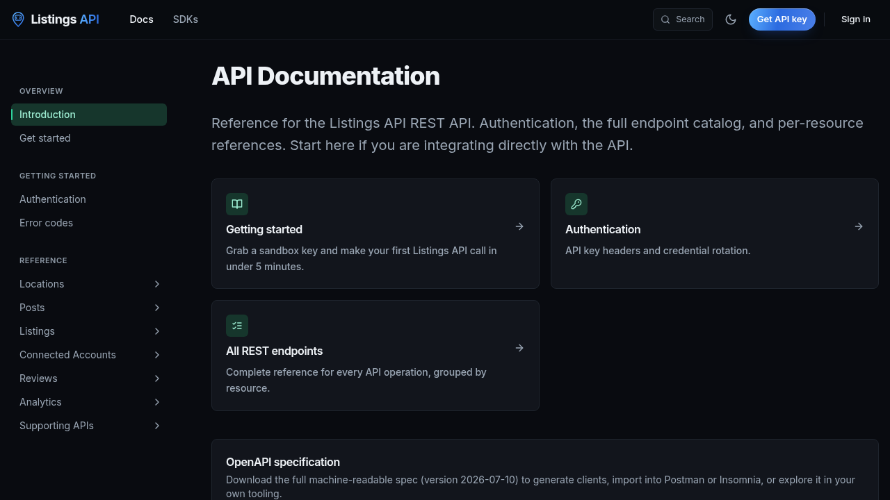Listings API preview interface