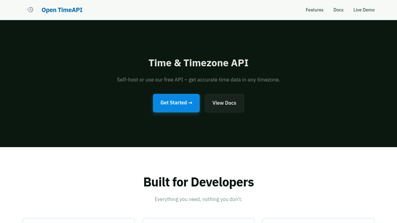 Open TimeAPI preview interface