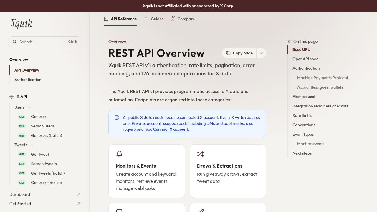 Xquik API preview interface