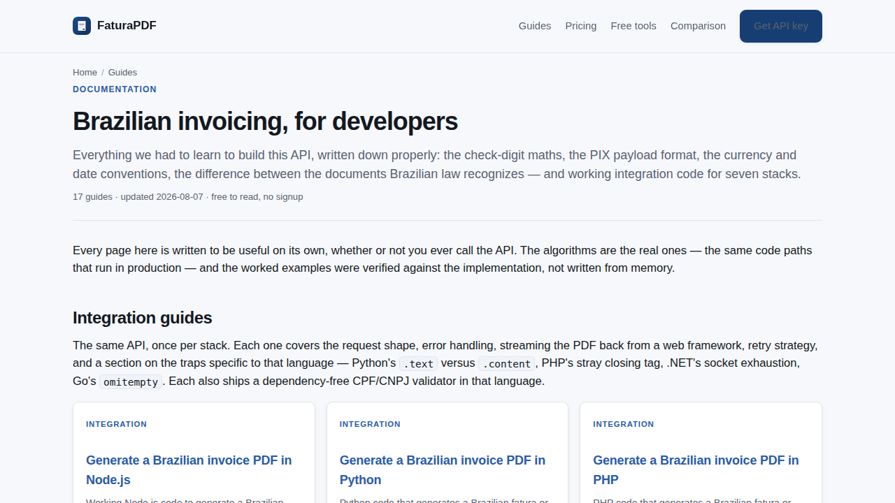 FaturaPDF - Brazilian Invoice & Receipt PDF API preview interface