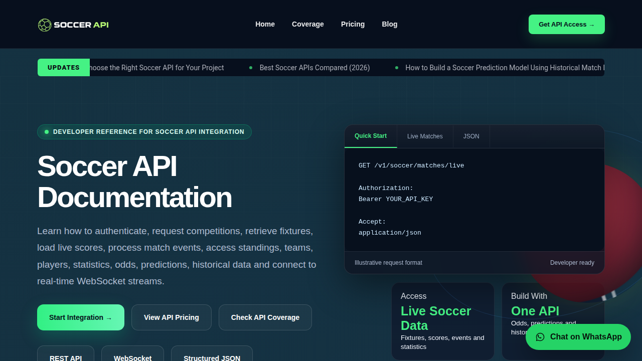 Soccer API preview interface