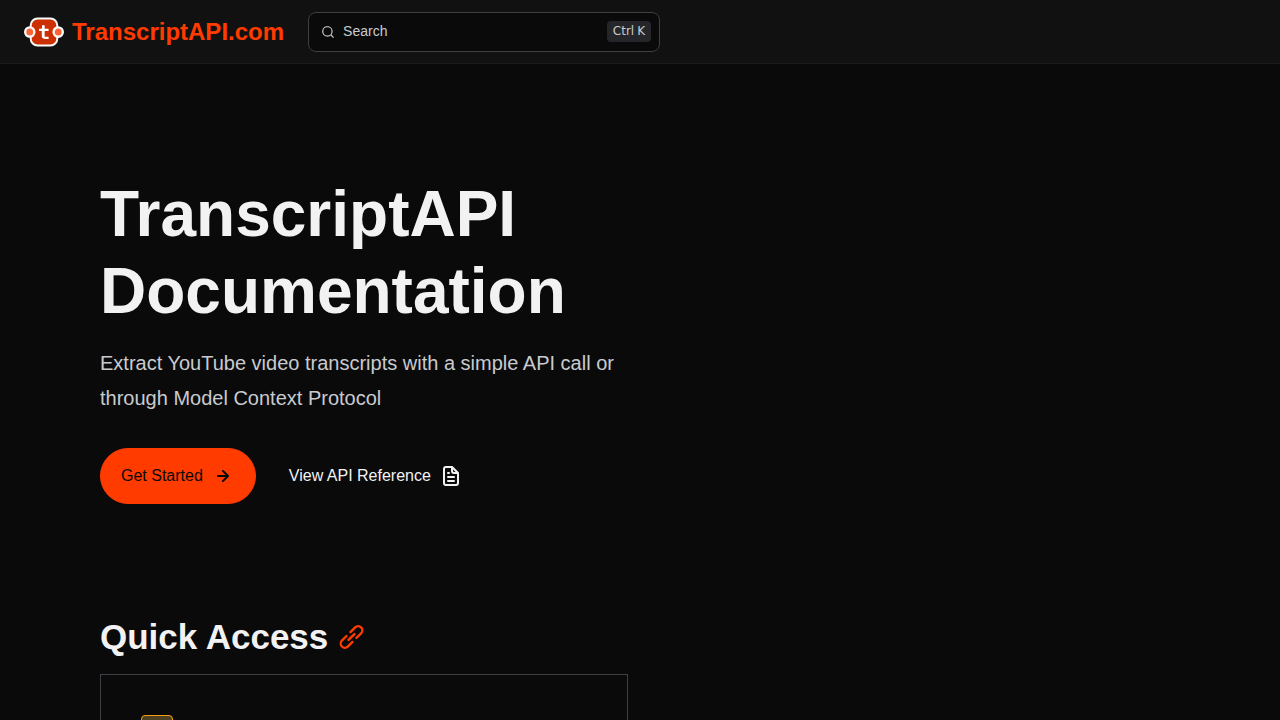 TranscriptAPI preview interface