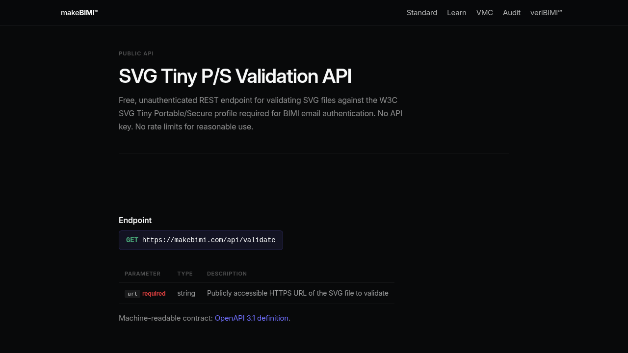 makeBIMI SVG Validation API preview interface