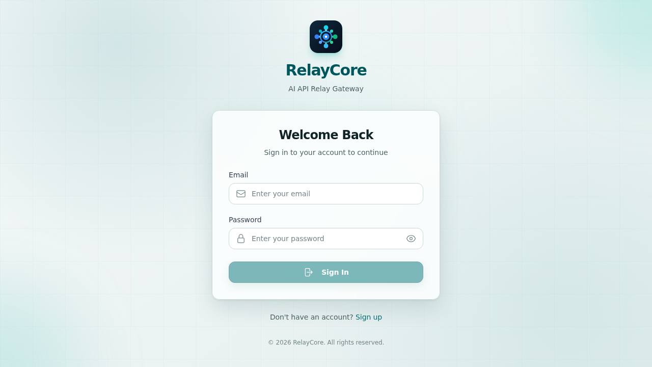 RelayCore preview interface