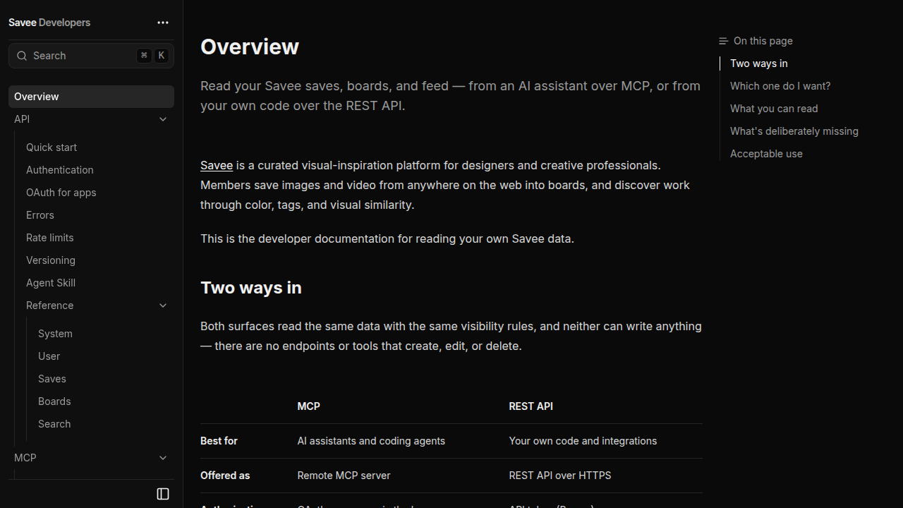 Savee preview interface
