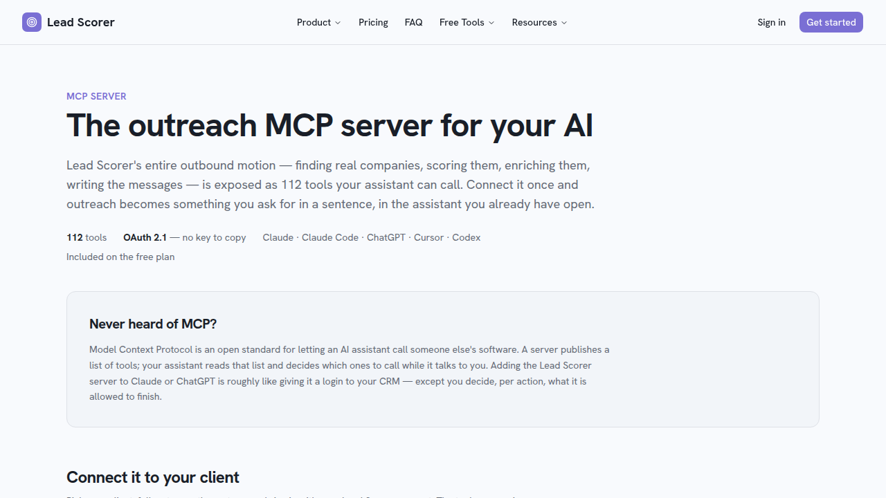 Lead Scorer MCP API preview interface