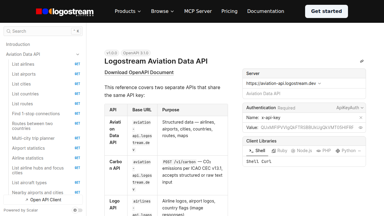 logostream aviation logo api preview interface