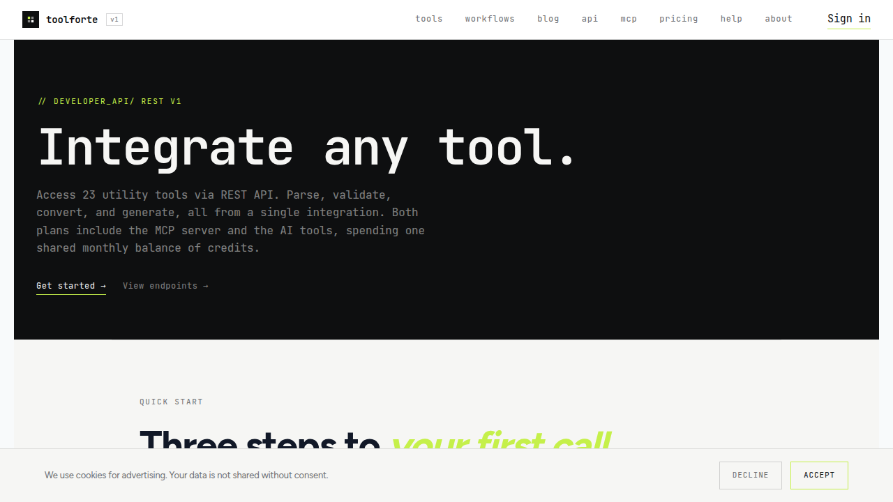 ToolForte preview interface