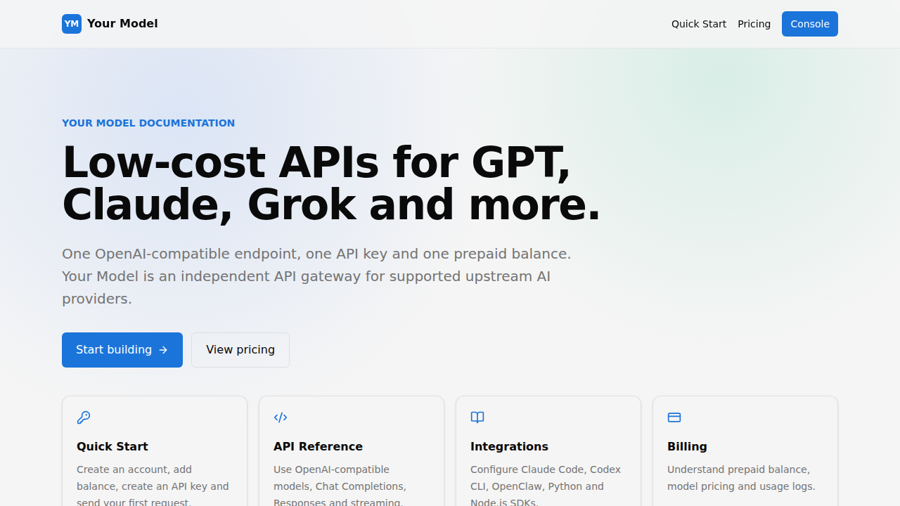 Your Model API preview interface