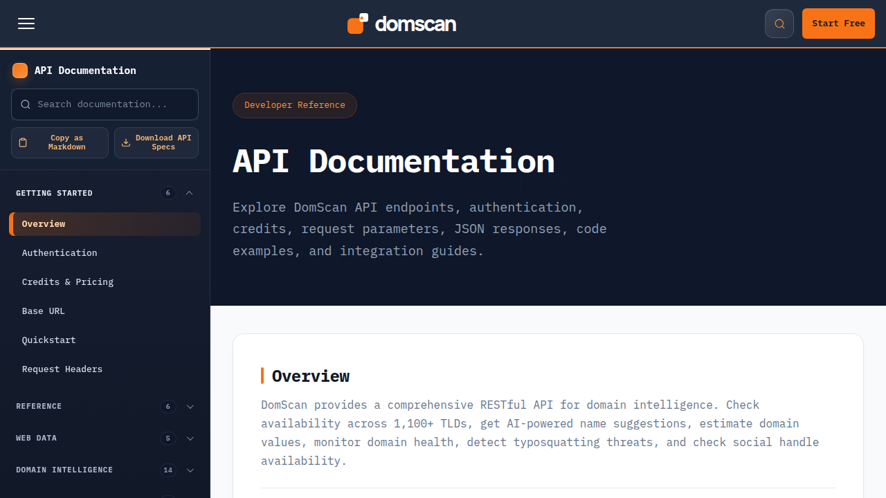 DomScan preview interface