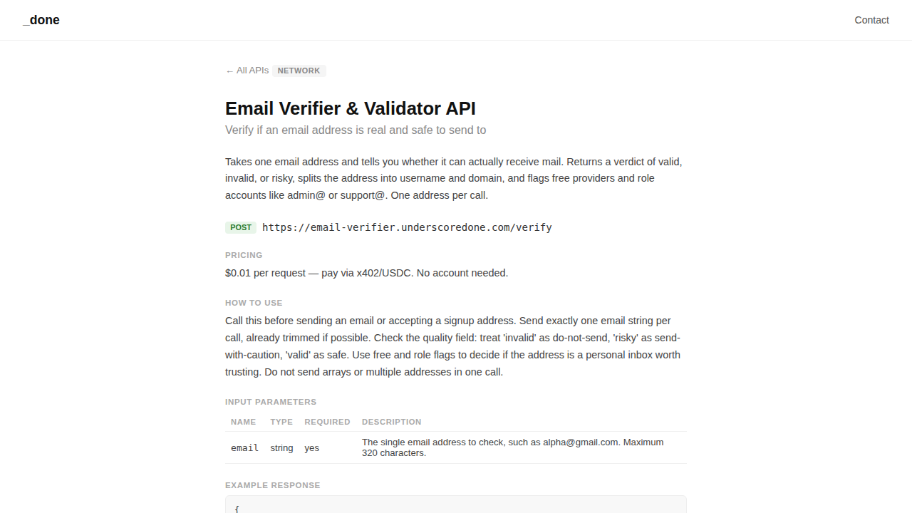 Email Verifier Api preview interface