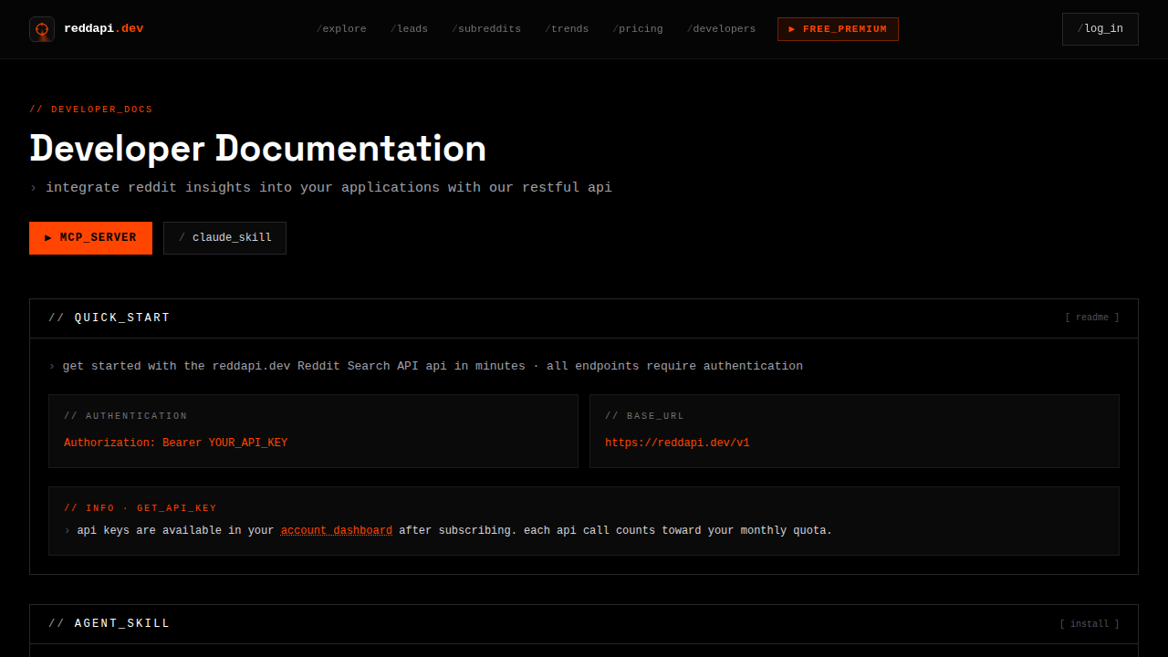reddapi.dev preview interface