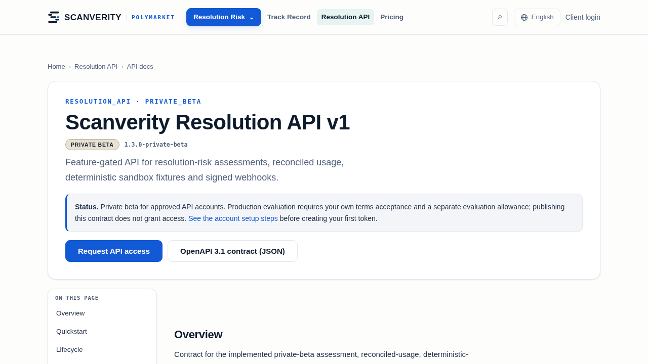 ScanVerity Resolution API preview interface