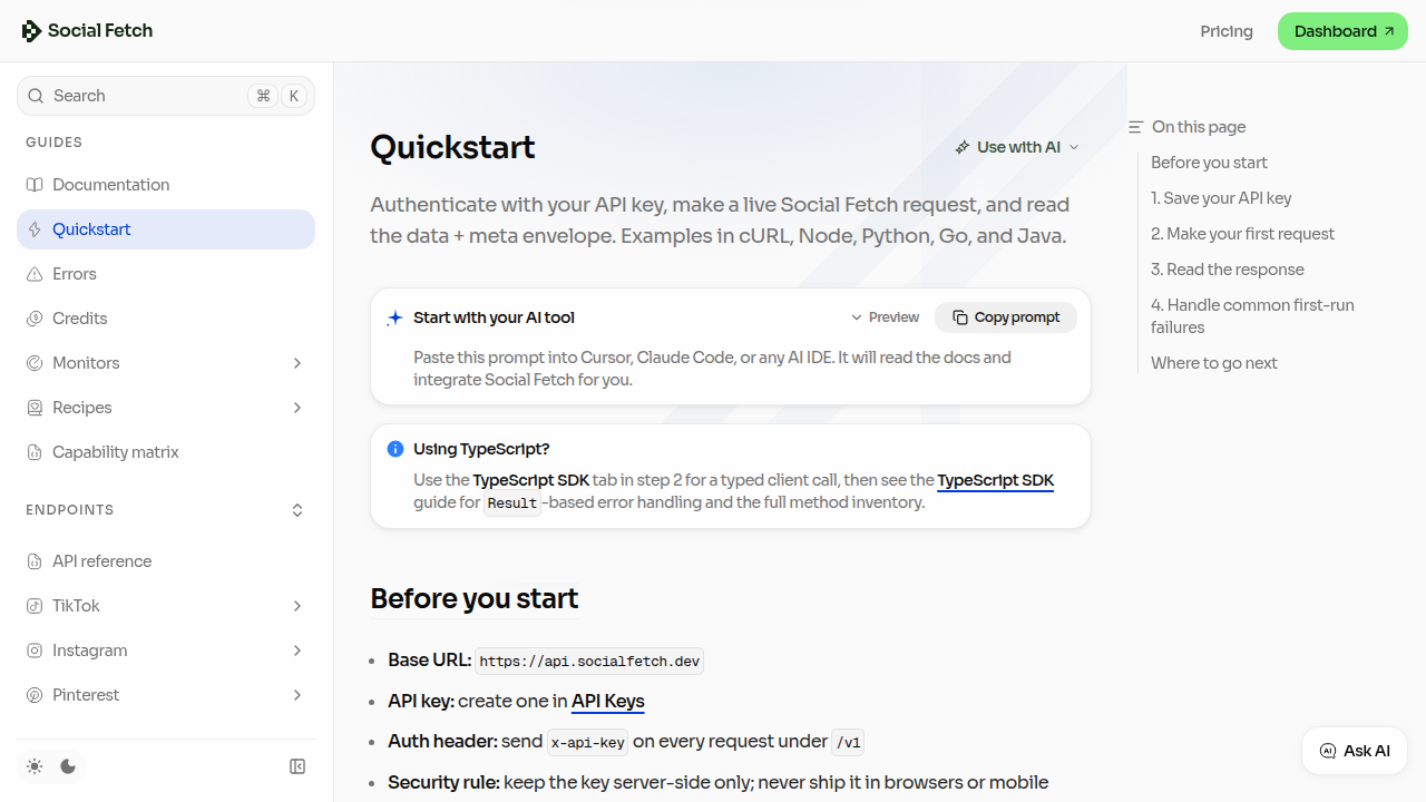 Social Fetch preview interface