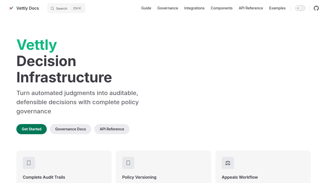 Vettly preview interface