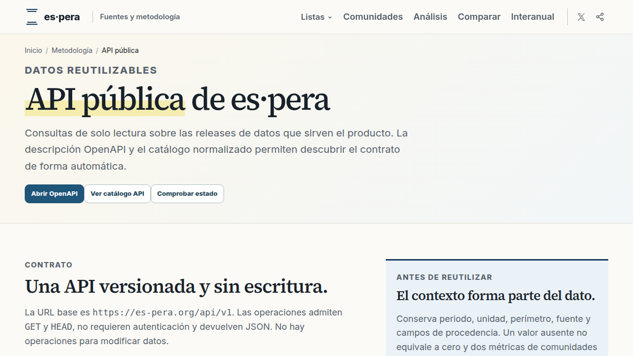 ES·pera API preview interface
