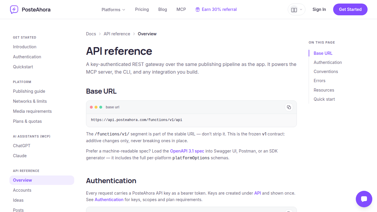 PosteAhora preview interface