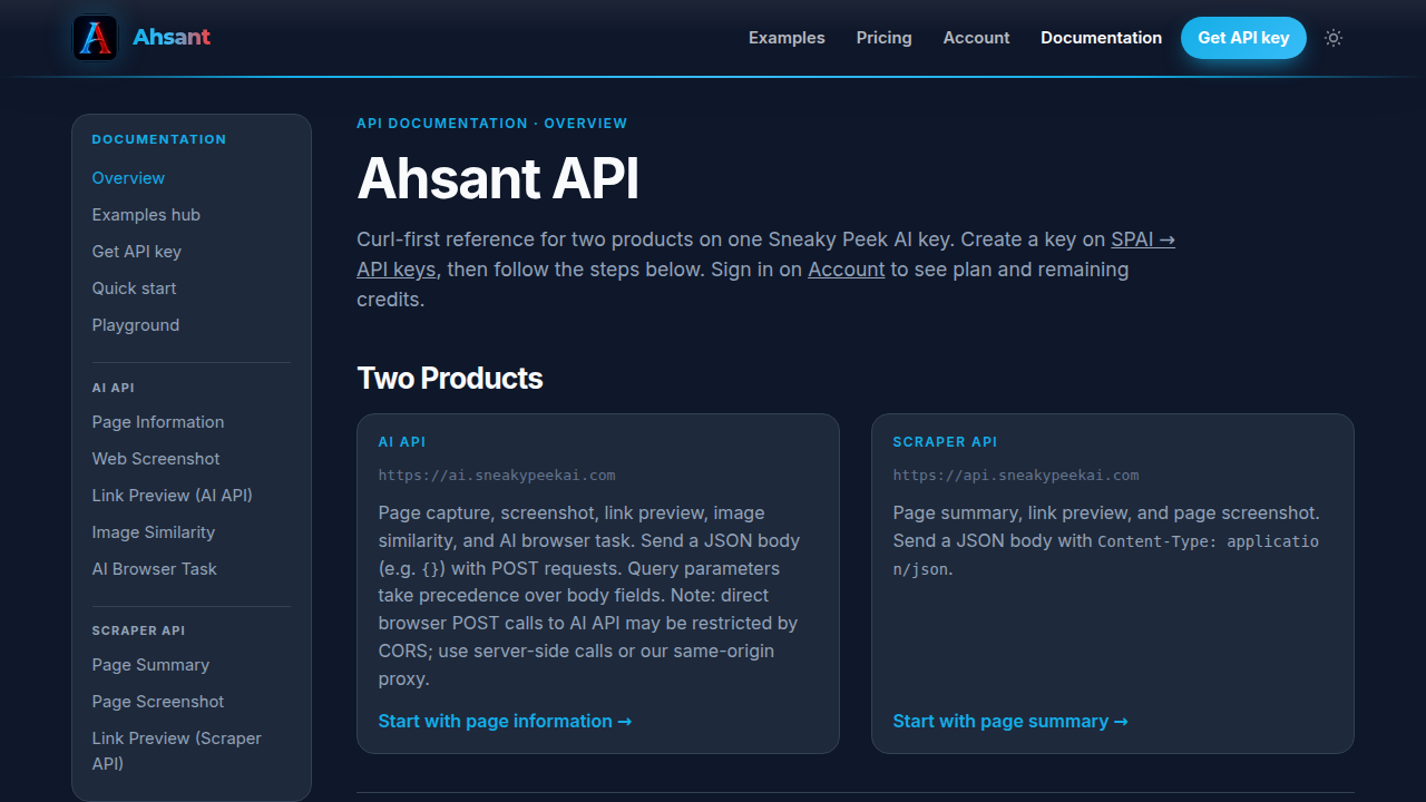 Ahsant preview interface