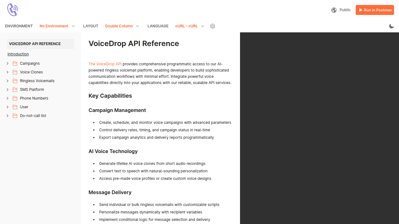 VoiceDrop preview interface