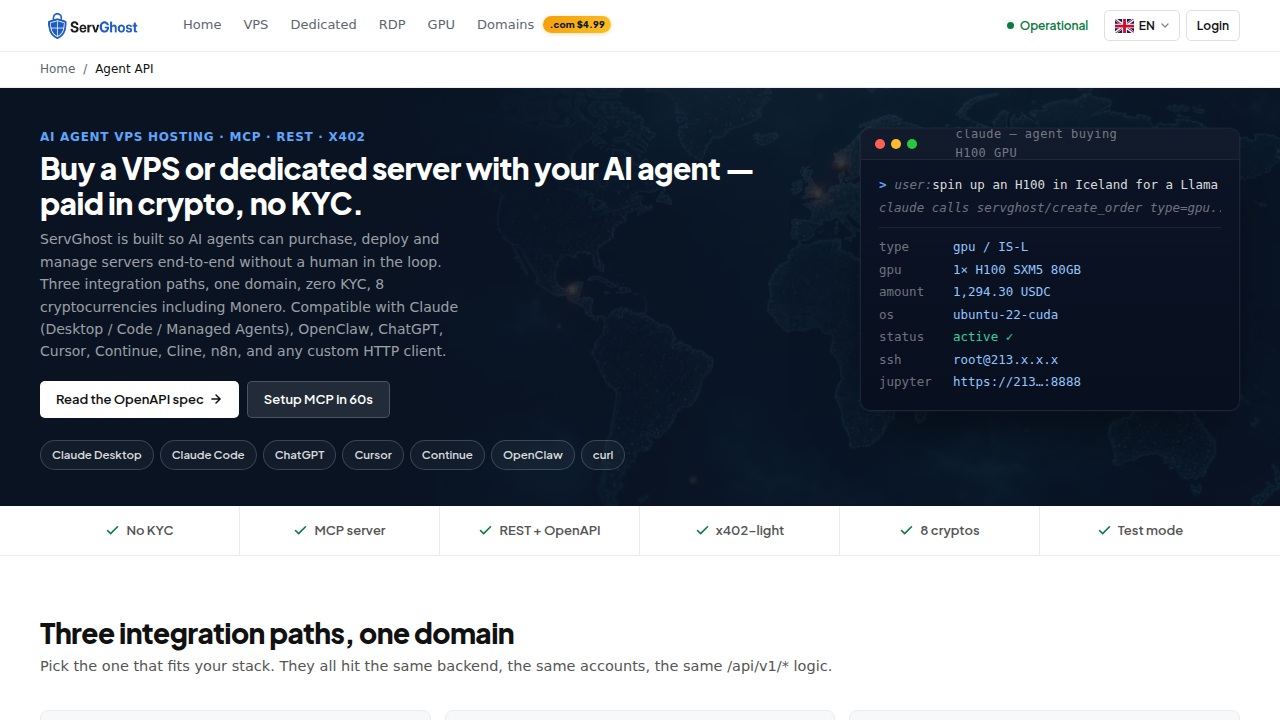 ServGhost Agent API preview interface