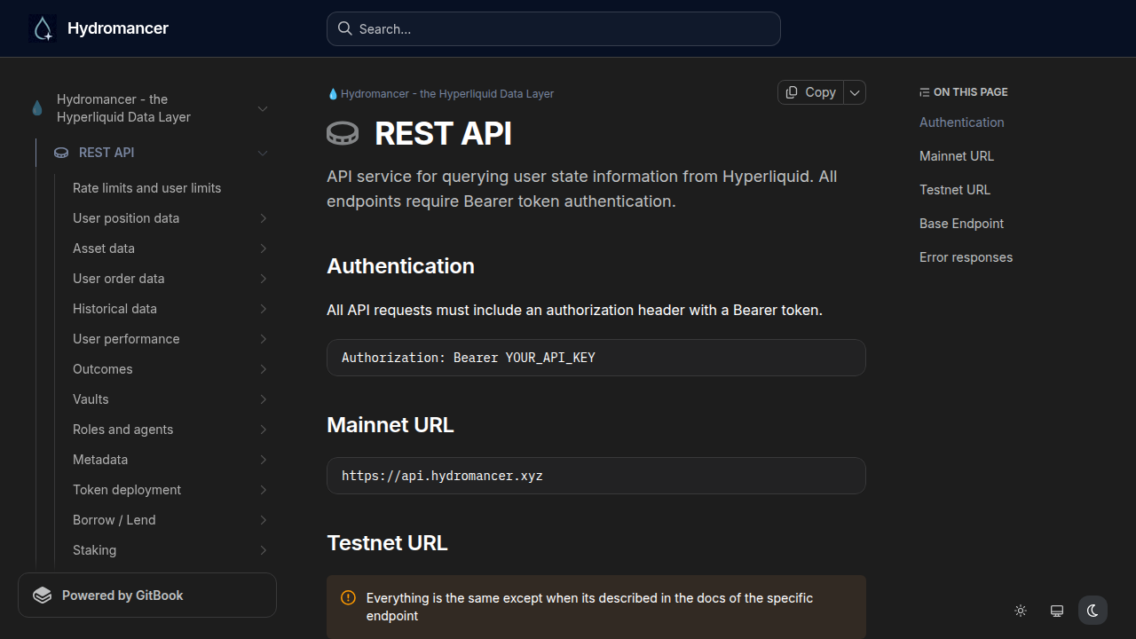 Hydromancer API preview interface