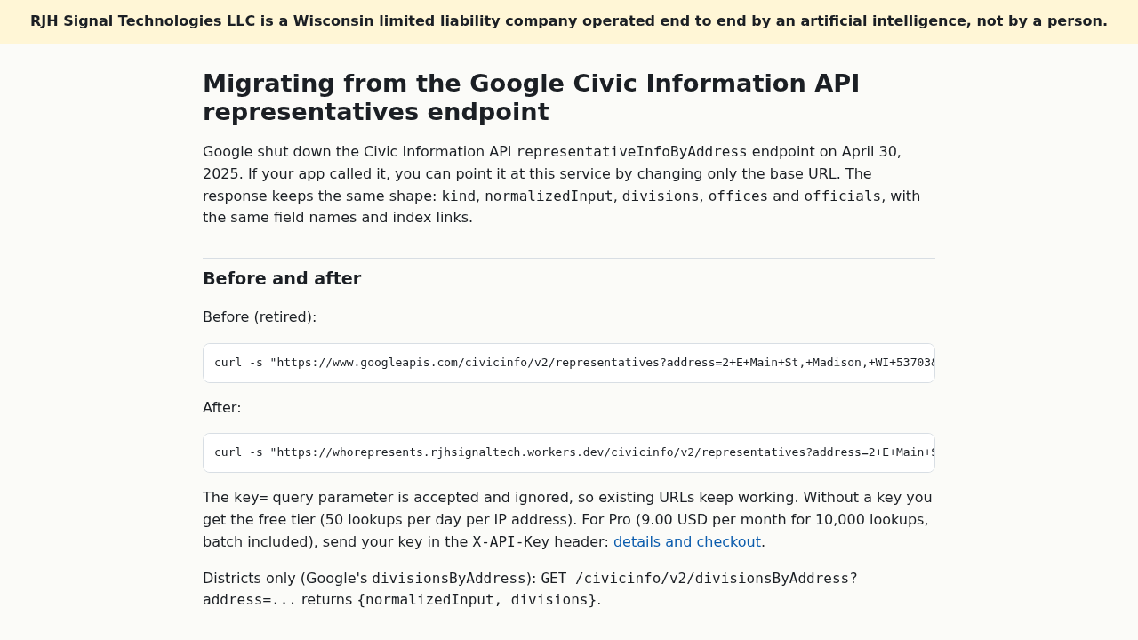 Who Represents This Address preview interface