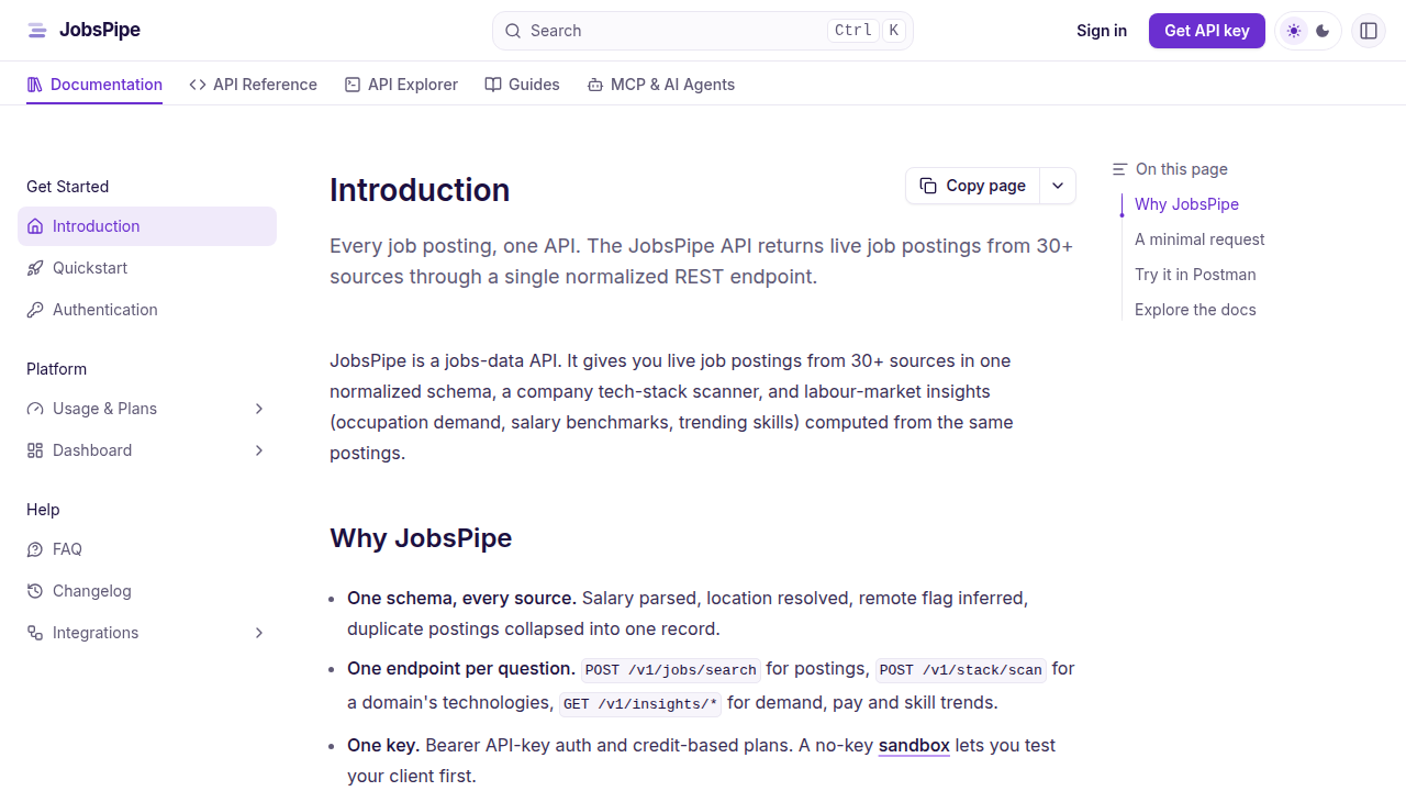 JobsPipe preview interface