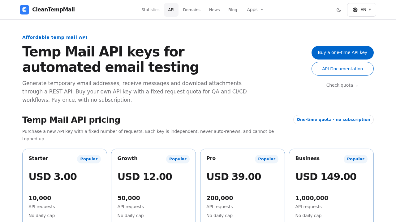 CleanTempMail preview interface