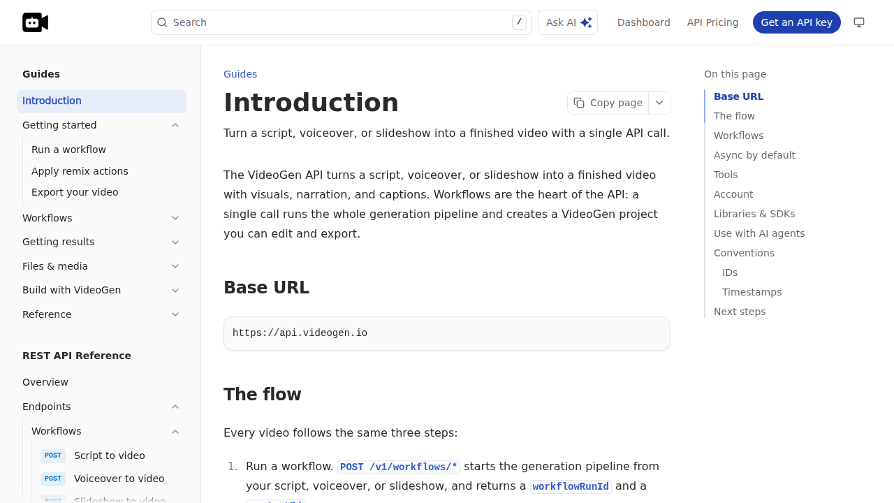 VideoGen API preview interface