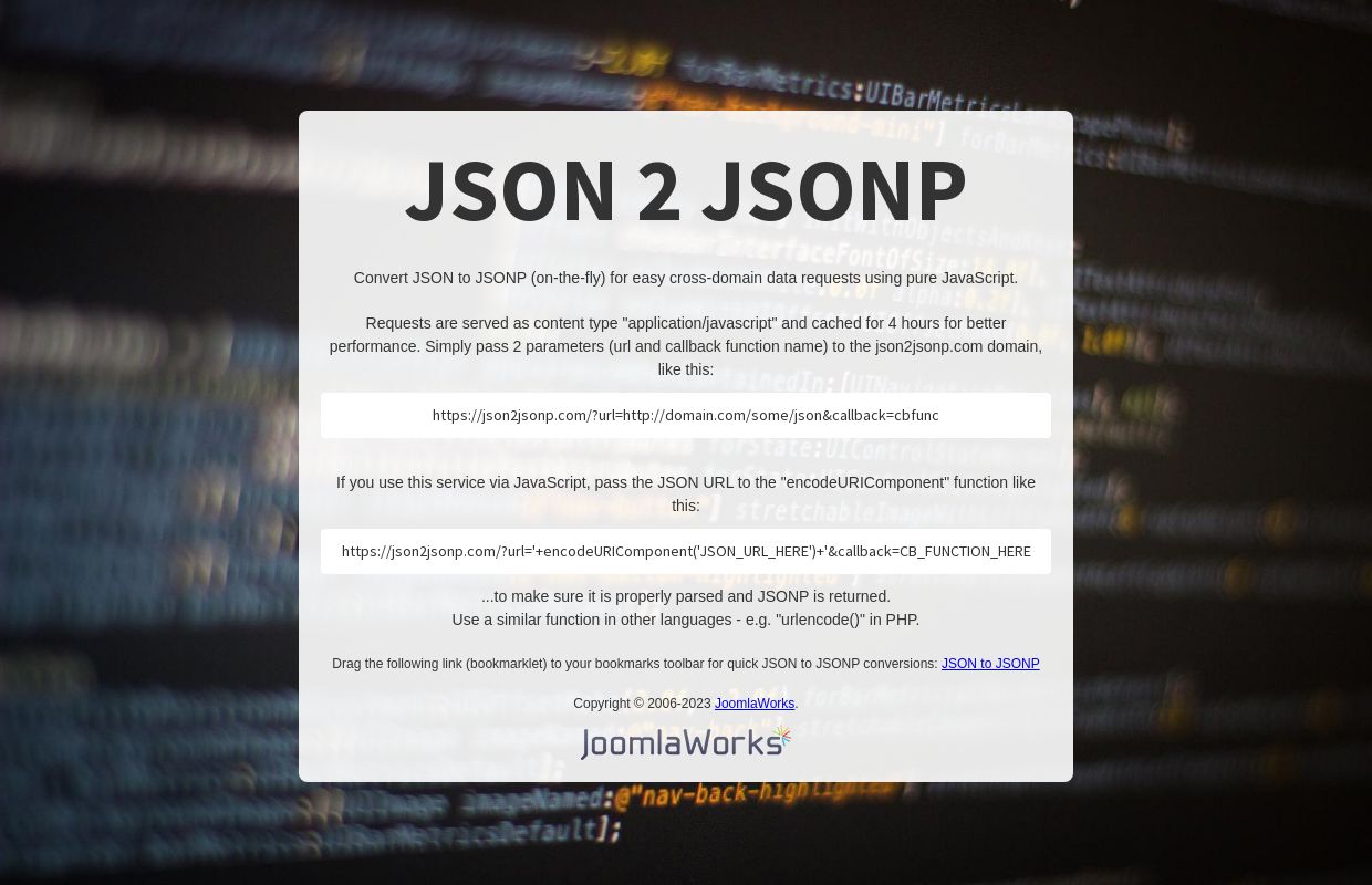JSON 2 JSONP