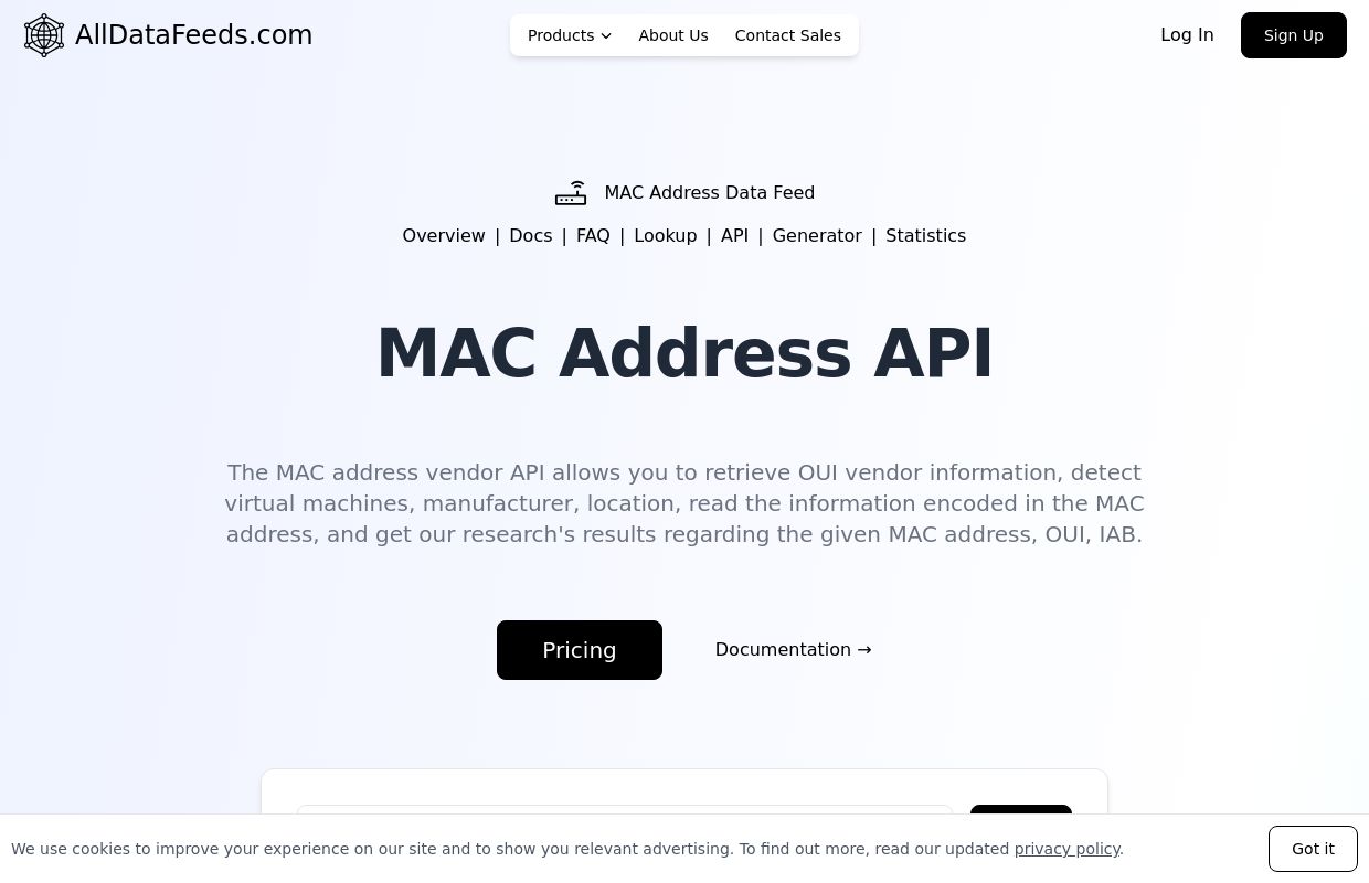 MAC address vendor lookup