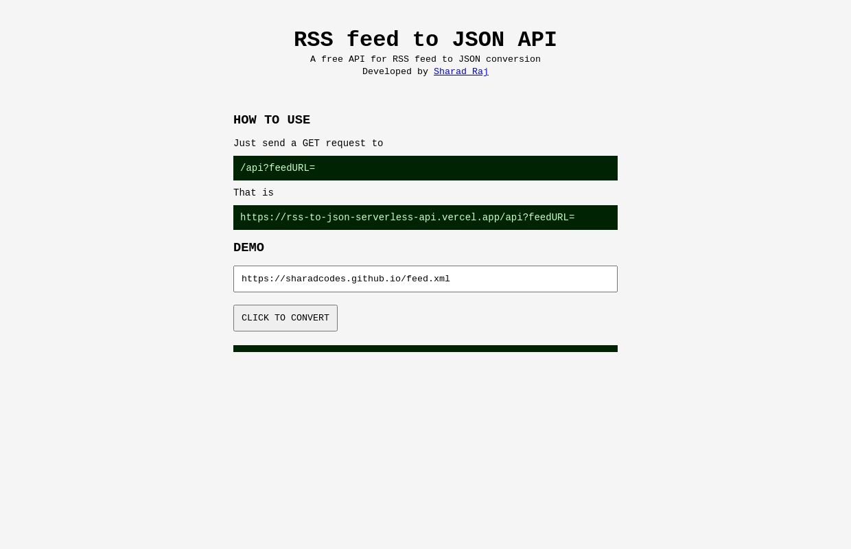 RSS feed to JSON